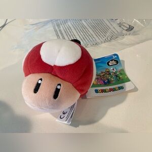 Nintendo Super Mario Red and White Mushroom Plush Keychain